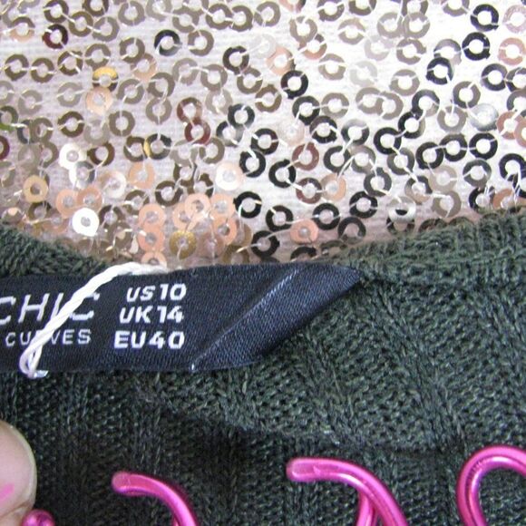 NWT BloomChic v neck lace trim top 10/M - Picture 6 of 8